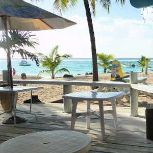 Tropical, rustic Caribbean beach bar for photo shooting