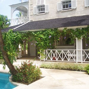Luxury plantation house terrace in traditional design on Barbados location
