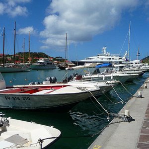 St. Barts, marina with motor boats and yachts