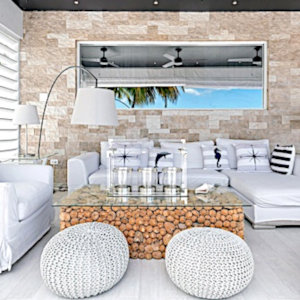 Beach house white interior decoration