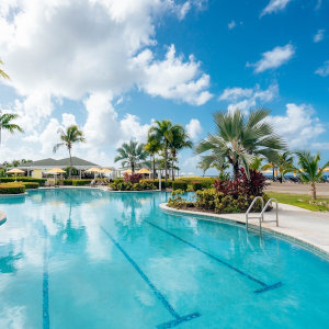 Swimming pool location of luxurious hotel on caribbean island