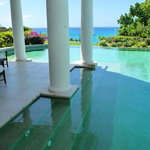 Luxury pool in Caribbean resort with sea view