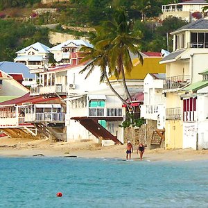 French Antilles town on beach location