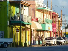 Colourful Local Caribbean Town Street