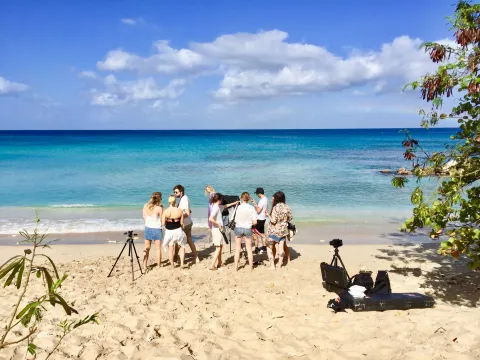 Fashion shoot on Caribbean Beach