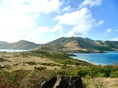 Highland Hill Chain With Green Ridge On Caribbean Island Of St Martin