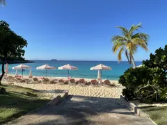 Luxury Resort Beach With Parasols For High End Fashion Production