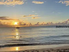 Sunset Shot With Prefect Colours On Caribbean Beach For Film Shoot