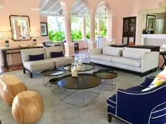 Tropical Upscale Modern Pink Hall Sitting Area