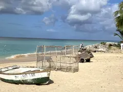 Video Scene With Fisherman And Boat On Caribbean Seashore