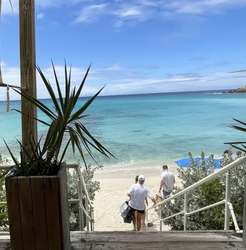 Set up for filming outside beach bar