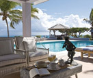 Beach house veranda overlooking Caribbean sea