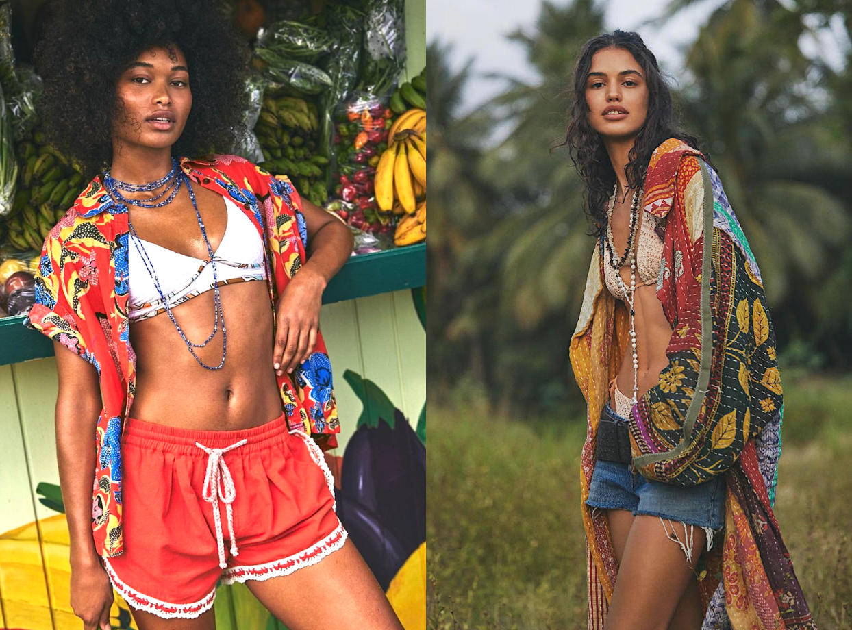 Photo shoot in jungle nature - freepeople hippie style summer coat
