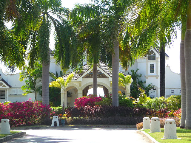 White colonial style mansion, location in Barbados