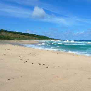 Beach stretch on savage Atlantic coast line Barbados