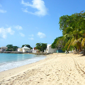 Buildings on Caribbean beach stretch