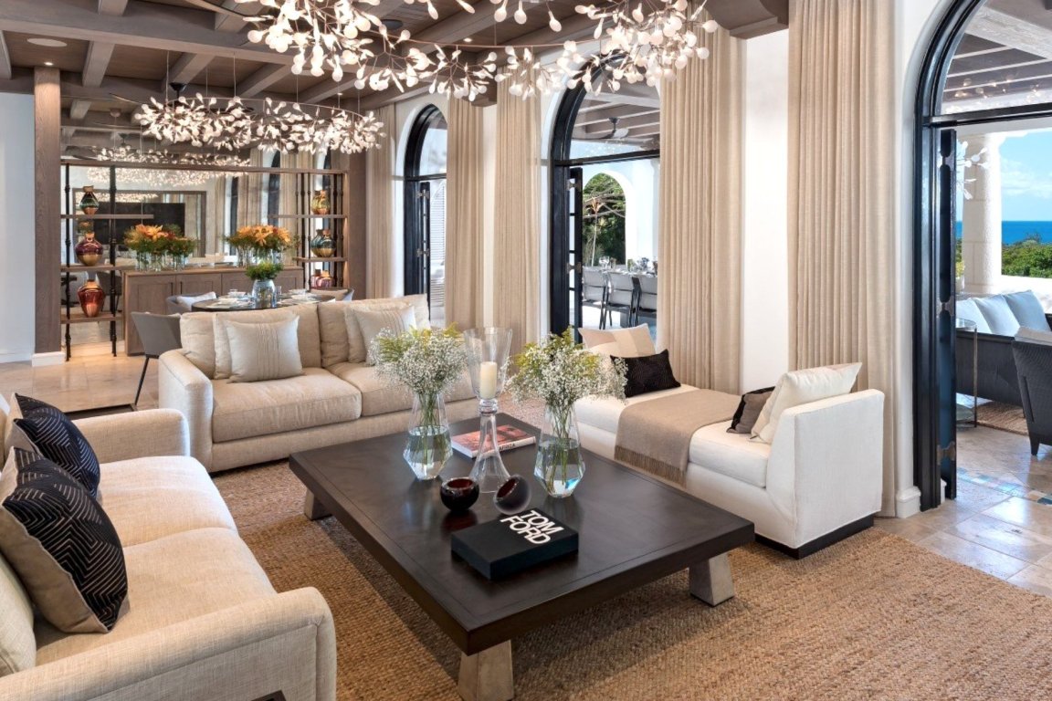 Luxury living room in impressive mansion in Barbados
