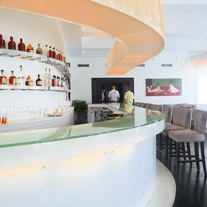 Modern Caribbean resort bar interior
