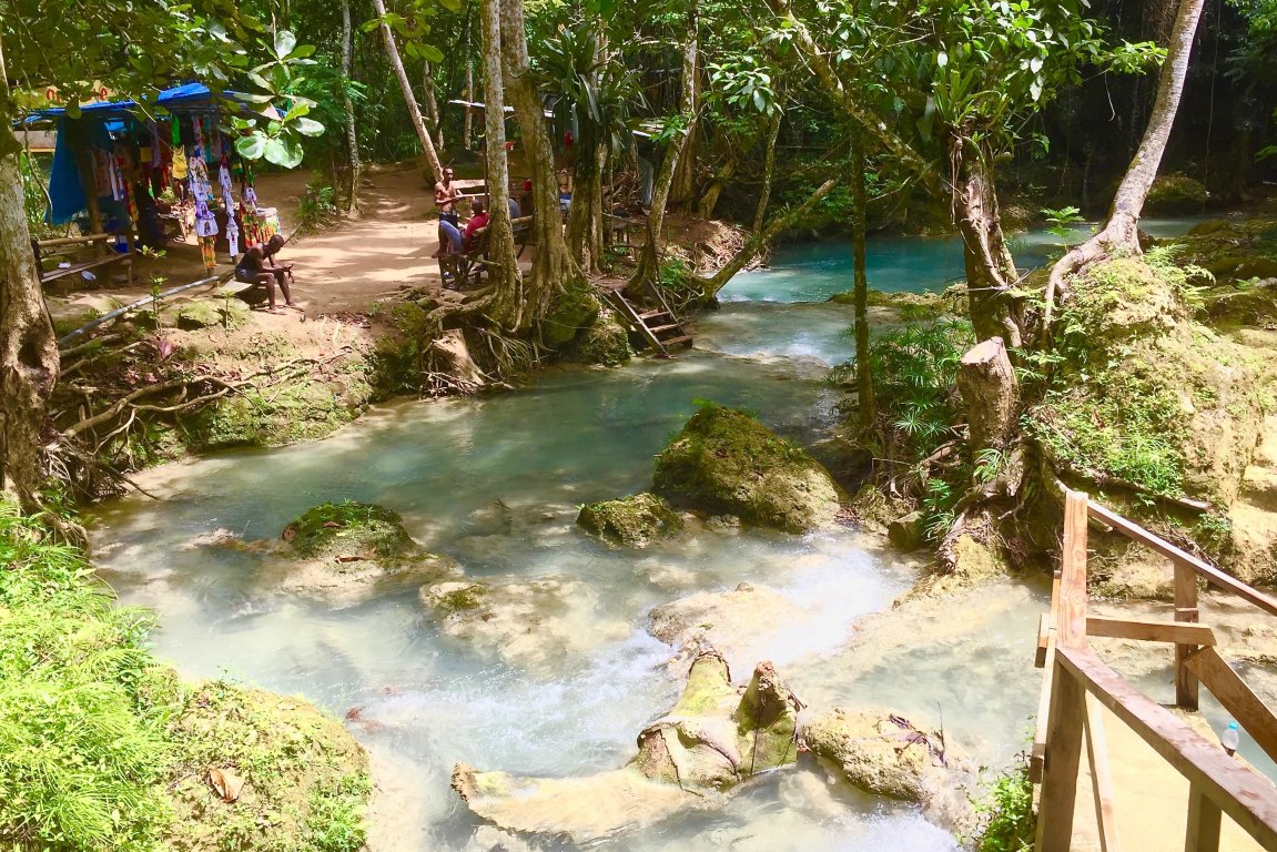Natural swimming pool in Caribbean jungle