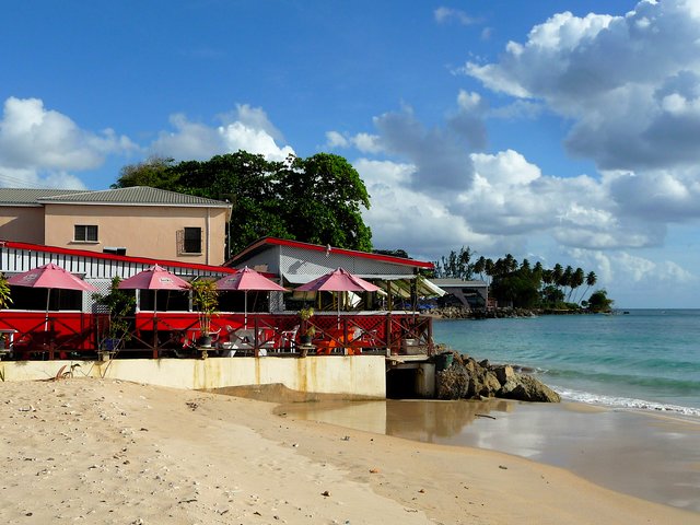Caribbean beach bar veranda location