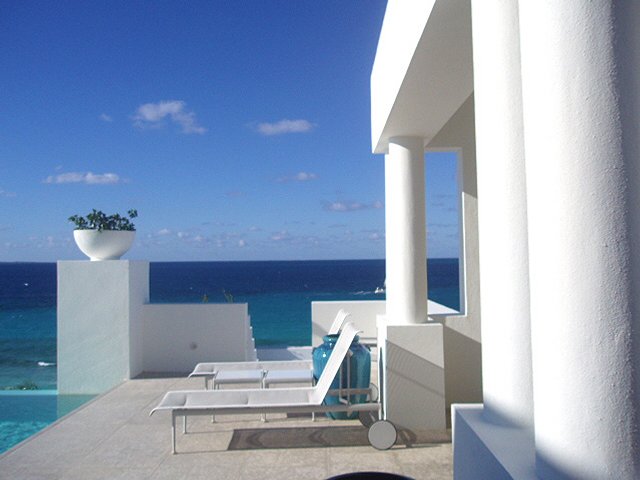 Modern white Caribbean terrace on beach loction Anguilla