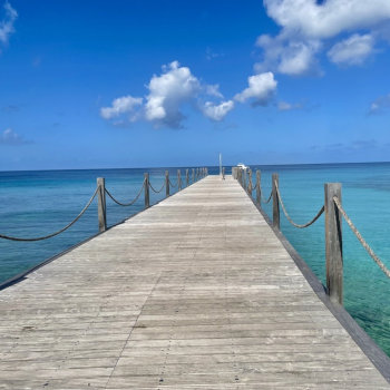Wooden quay Caribbean seaside